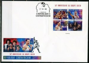 CENTRAL AFRICA  2020  50th  ANN OF QUEEN MUSIC GROUP FREDDIE MERCURY SHT FDC