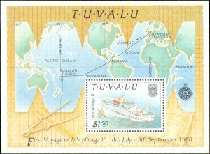 Tuvalu #528, Complete Set, 1989, Maps, Ships, Never Hinged