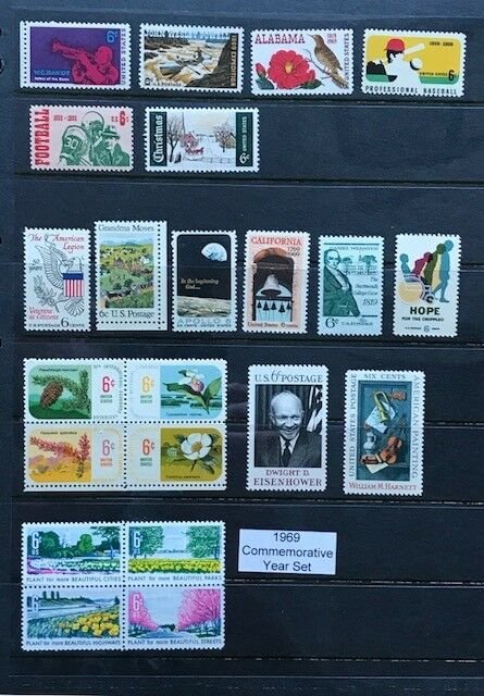 Scott 1365 - 1386, 1969 Commemorative Year Set, 22 MNH Stamps