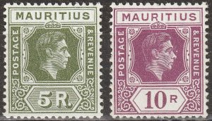 EDSROOM-17476 Mauritius 221a, 222a MNH 1938 High Value Chalky Paper CV$122.50