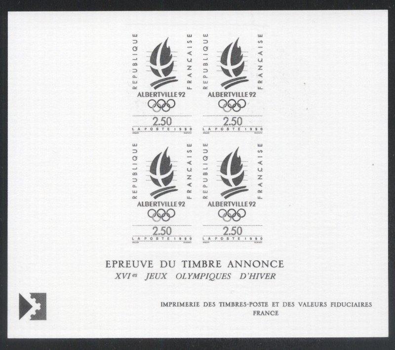 France 1990 Sport Olympics Albertville 92 PROOFS ESSAYS MNH W.004