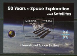 LIBERIA INT'L SPACE STATIONS  50 YEARS OF SPACE EXPLORATION  S/SHEET MINT NH