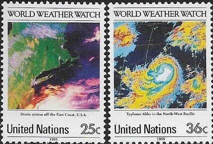 1989 United Nations NY Weather Watch SC# 550-551  Mint