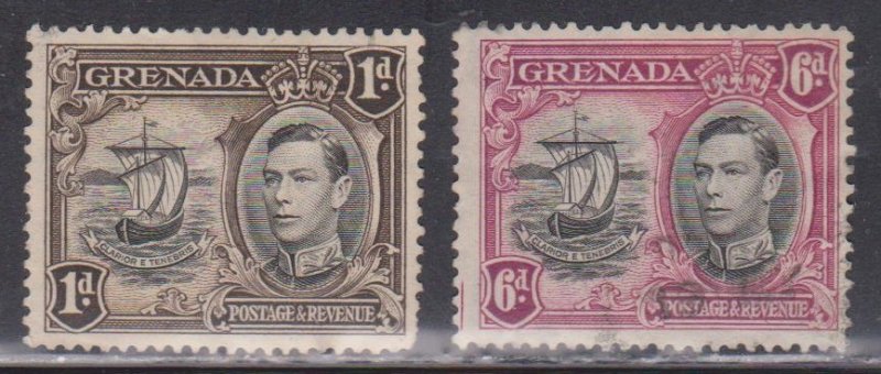 GRENADA Scott # 133a, 138a Used - KGVI & Old Ship