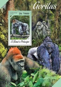 St Thomas - 2013  African Gorillas Stamp Souvenir Sheet ST13612b