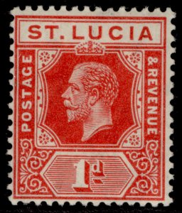 ST. LUCIA GV SG79b, 1d rose-red, LH MINT.