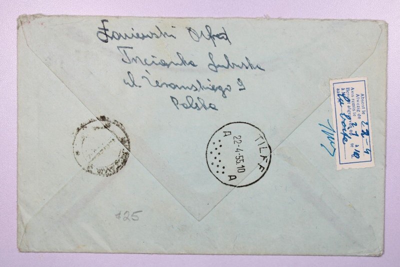 Poland 1955 Cetter Airmail Cover to Belgium - L39399