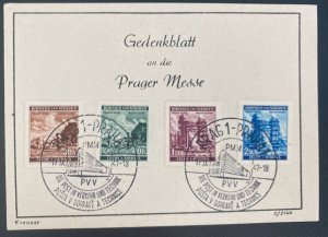 1941 Prague Bohemia Germany First Day Postcard Cover Fair Issue