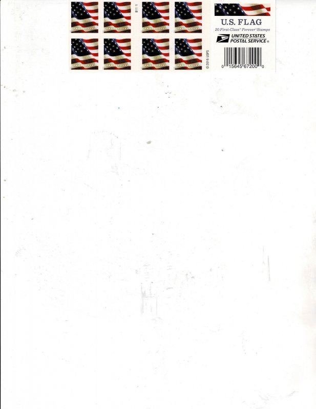 Forever Stamps US Flag Booklet of 20 Stamps (MNH)
