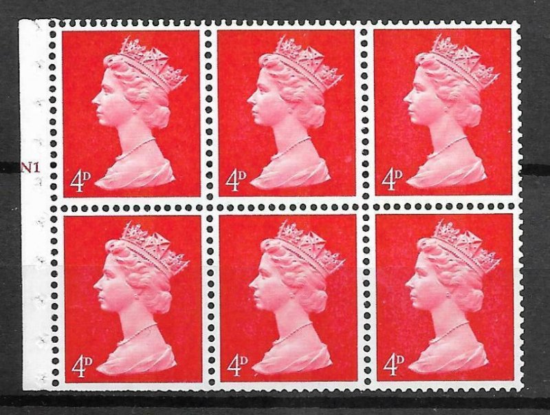 UB14(A)b Pre-decimal Machin Booklet Pane GA Cyl N1T No Dot UNMOUNTED MINT