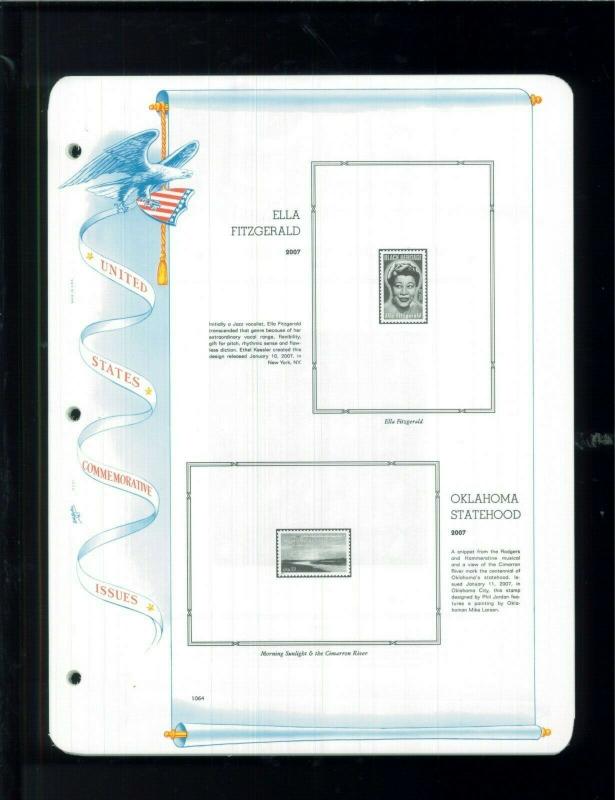 2007 White Ace U.S Commemorative Issue Plate Block Stamp Supplement Pages PB-59