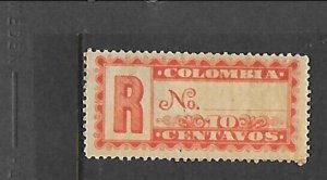 COLOMBIA Sc F10 LH issue of 1889 - REGISTRATION STAMP 
