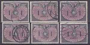 POLAND GENERAL GOVERNMENT 1940 1z x 6 fine used............................B3292