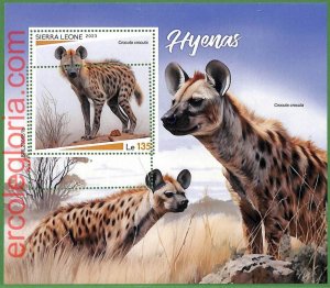 B1801 - SIERRA LEONE - ERROR MISPERF Stamp Sheet - 2023 - Hyenas, Animals-