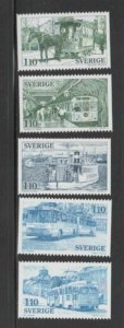 SWEDEN #1220-1224 1977 PUBLIC TRANSPORTATION MINT VF NH O.G