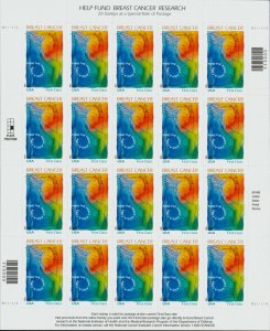 2014 60c Breast Cancer Research, Find a Cure, Sheet of 20 Scott B5 Mint F/VF NH