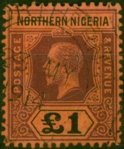 Northern Nigeria 1912 £1 Purple & Black-Red SG52 V.F.U