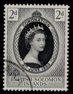 BRITISH SOLOMON ISLANDS QEII SG81, 2d 1953 CORONATION, VERY FINE USED.