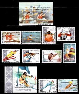 LAOS Scott 1016-1027 MNH** 1992 Olympic set