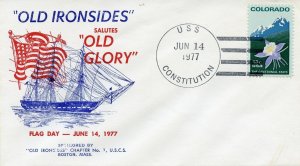 U.S. Scott 1711 On 1977 U.S.S. Constitution Flag Day Cover 