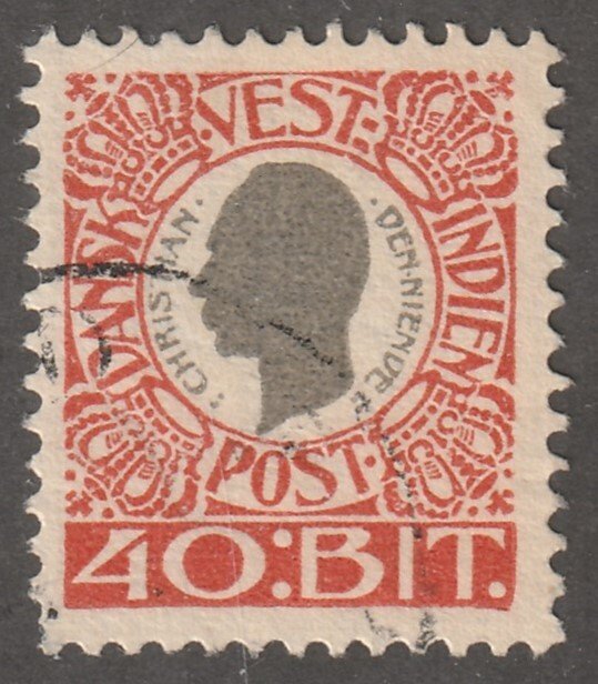 DANISH west Indies, stamp, Scott#35,  used, hinged, #QD-35