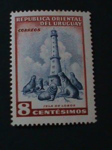 ​URUGUAY-1954 SC#611 ISLAND OF SEALS-LOVELY SEA LIONS-MNH -VF-LAST ONE