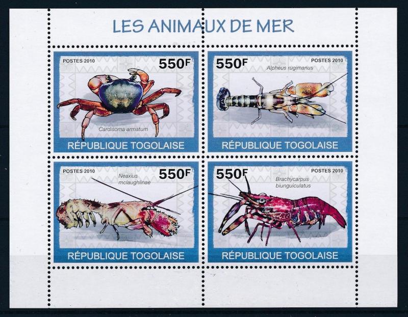 [27116] Togo 2010 Marine Life Crab MNH Sheet