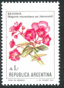 ARGENTINA 1985-88 1a BEGONIA FLOWER Sc 1524 MNH