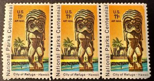 US # C84 City of Refuge strip of 3 air mail 11c 1972 Mint NH