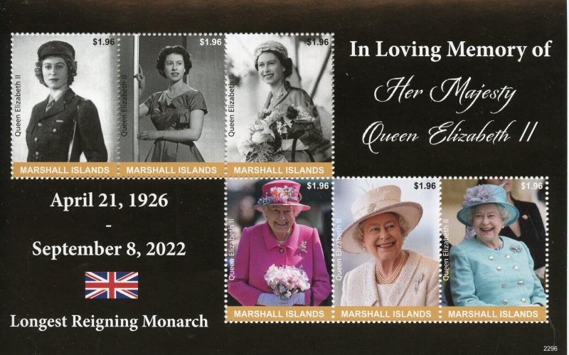 MARSHALL ISLANDS 2022 MEMORIAL TO QUEEN ELIZABETH II SHEET  MINT NH 