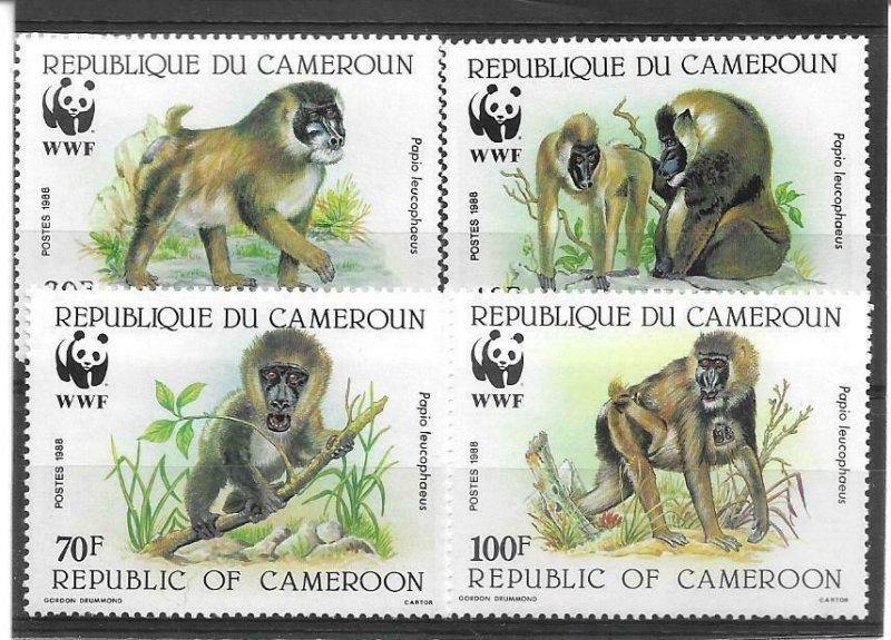 1988   CAMEROON  -  SG.  1115  /  1118  - DRILL BABOON  -  WWF  -  MNH