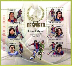 B0589 - MOCAMBIQUE - MISPERF ERROR Stamp Sheet - 2010 - Lionel Messi FOOTBALL-