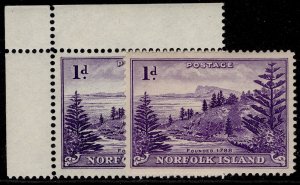 AUSTRALIA - Norfolk Island QEII SG2 + 2a, 1d PAPER VARIETIES, NH MINT.