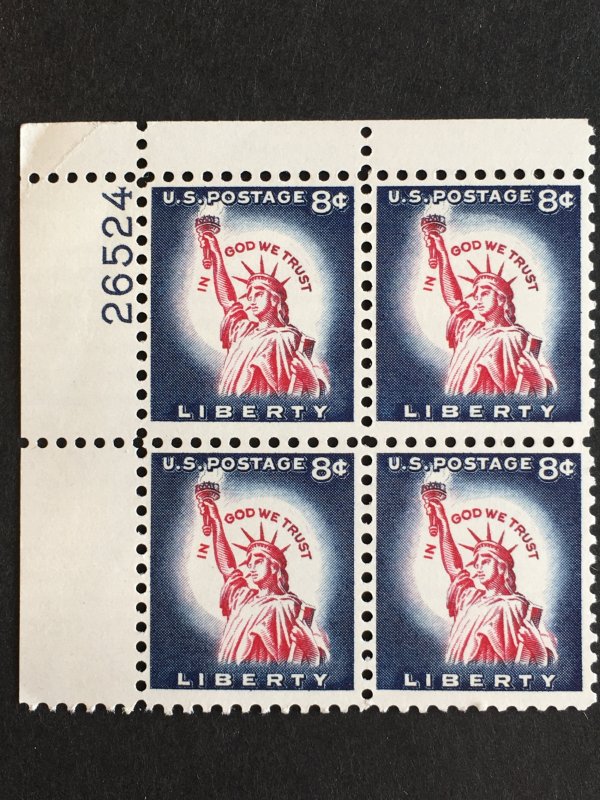 Scott #1042 Statue of Liberty - Redrawn Plate Block MNH