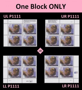 US 2982 Louis Armstrong 32c plate block 4 P1111 MNH 1995