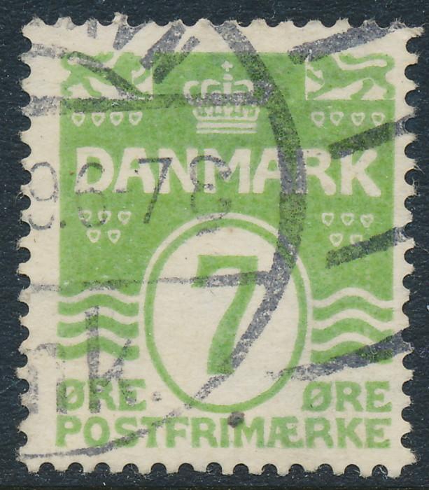 Denmark Scott 91 (AFA 167), 7ø green Wavy Lines, F-VF Used