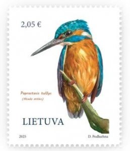 Lithuania 2025 Rare birds Kingfisher Alcedo atthis Stamp MNH
