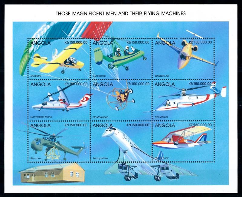 [94975] Angola 1998 Aviation Airplane Helicopter Condor Sheet MNH