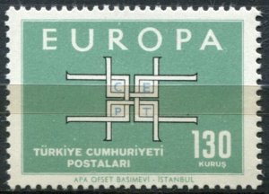 Turkey Sc#1603 MNH, 130k bl grn, blk & bl, Europa (C.E.P.T.) 1963 - Square (1...