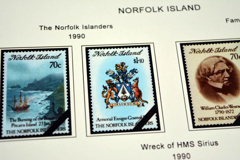 COLOR PRINTED NORFOLK ISLAND 1947-2010 STAMP ALBUM PAGES (129 illustrated pages)