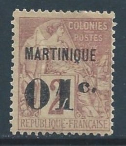 Martinique #9 MH 01c on 2c Fr. Col. Commerce Issue