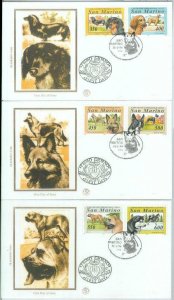 82673 - SAN MARINO - POSTAL HISTORY - SET of 3 FDC covers - DOGS  1994