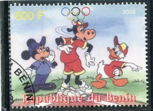 Benin 2008 DISNEY CHARACTERS Beijing Olympics 2008 1v Perforated Fine Used VF