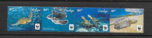 Penrhyn MNH Strip 544a-d Pacific Green Turtle WWF SCV 11.00