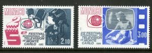 MONACO 1438-1439 MNH SCV $2.40 BIN $1.25 TELEVISION