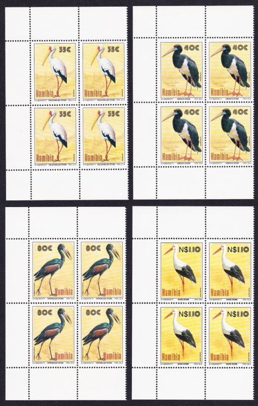 Namibia Storks Birds 4v Blocks of 4 SG#649-652 SC#766-769