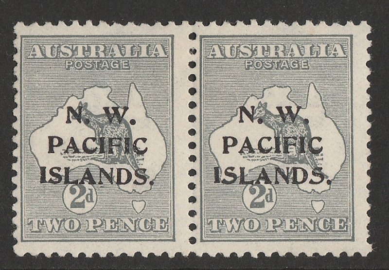 NEW GUINEA - NWPI 1915 Kangaroo 2d 1st wmk, pair substituted type a-c. SCARCE!