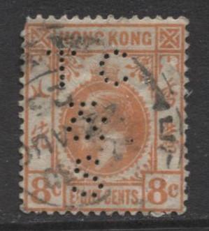 Hong Kong - Scott 136 - KGV- Definitive-1921- Used- Single 8c Stamp