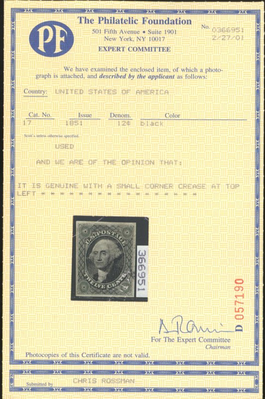 U.S. #17 USED WITH PF CERT
