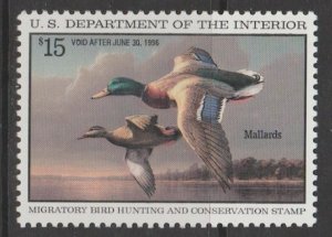 U.S. Scott Scott #RW62 Duck Stamp - Mint NH Single